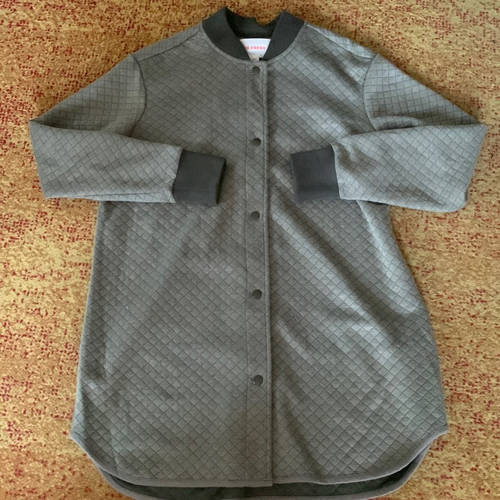 Quilted long line button jacket